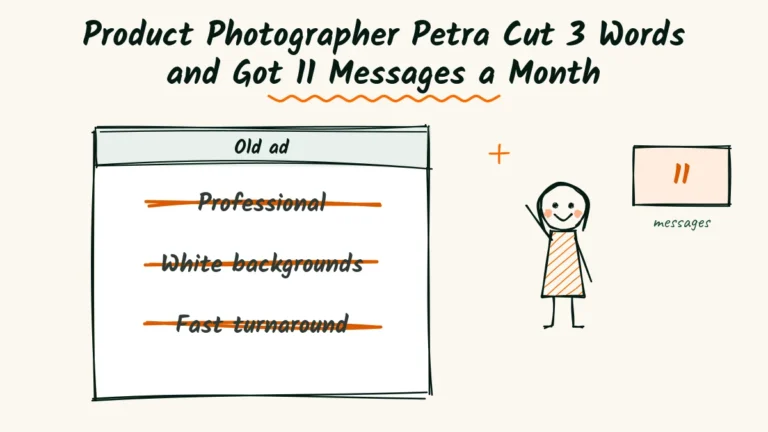 Product Photographer Petra Cut 3 Words From Her Ad and Got 11 Messages a Month